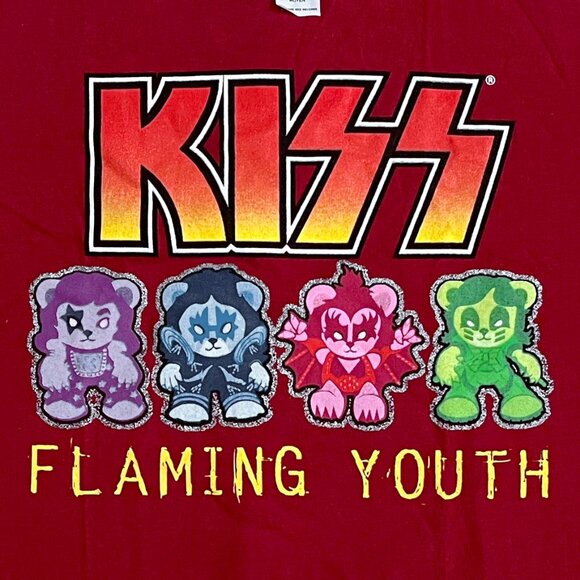 Vintage KISS “Flaming Youth” Manga Plushies Youth T-Shirt - Picture 3 of 8